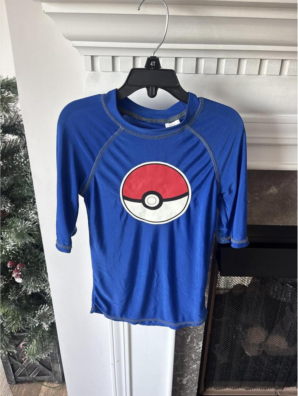 Pokémon Poké Ball Blue Youth Rash Guard Shirt Size XS 6 Boys Kids